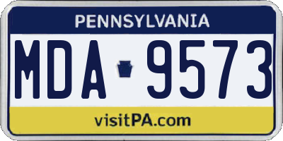 PA license plate MDA9573