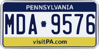 PA license plate MDA9576