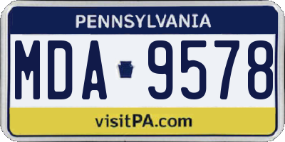 PA license plate MDA9578