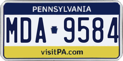 PA license plate MDA9584