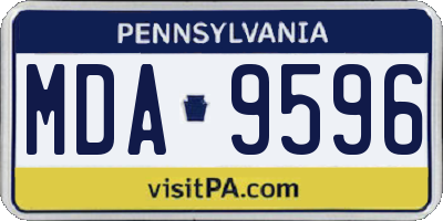 PA license plate MDA9596