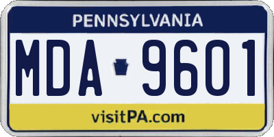 PA license plate MDA9601