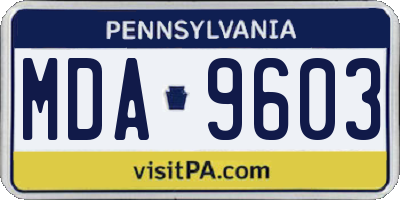 PA license plate MDA9603
