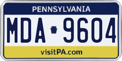 PA license plate MDA9604