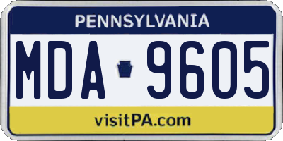 PA license plate MDA9605