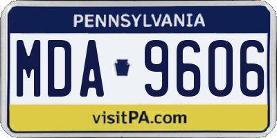 PA license plate MDA9606
