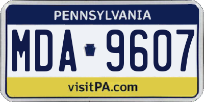 PA license plate MDA9607