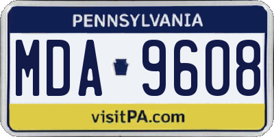 PA license plate MDA9608