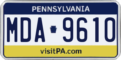 PA license plate MDA9610