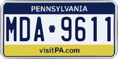 PA license plate MDA9611