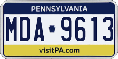 PA license plate MDA9613