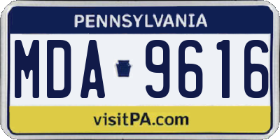 PA license plate MDA9616