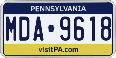 PA license plate MDA9618