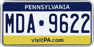 PA license plate MDA9622