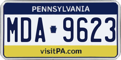 PA license plate MDA9623