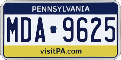 PA license plate MDA9625