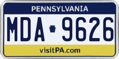 PA license plate MDA9626