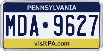 PA license plate MDA9627