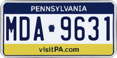 PA license plate MDA9631