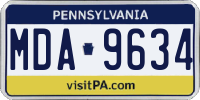 PA license plate MDA9634