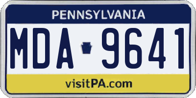 PA license plate MDA9641