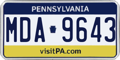 PA license plate MDA9643
