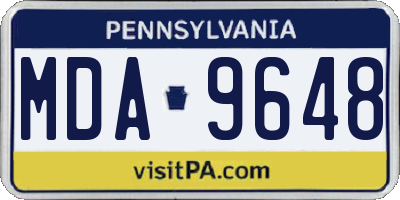 PA license plate MDA9648