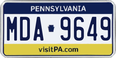 PA license plate MDA9649