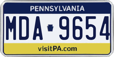 PA license plate MDA9654