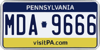 PA license plate MDA9666