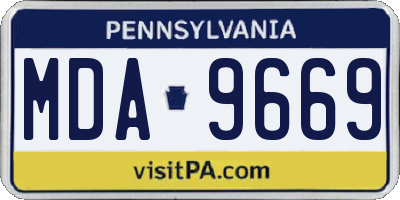 PA license plate MDA9669