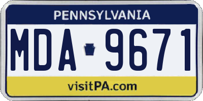 PA license plate MDA9671