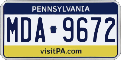 PA license plate MDA9672