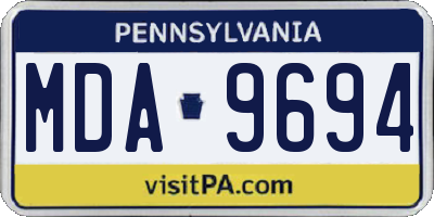PA license plate MDA9694