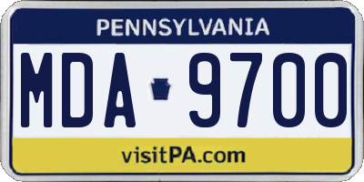 PA license plate MDA9700
