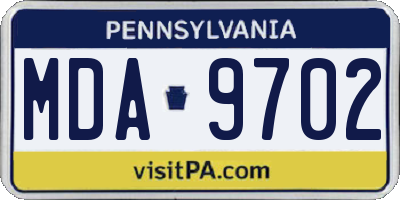 PA license plate MDA9702