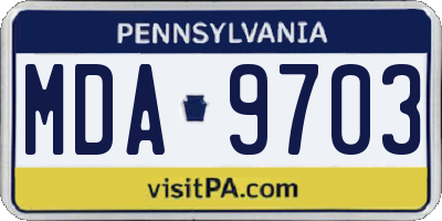 PA license plate MDA9703