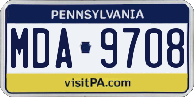 PA license plate MDA9708