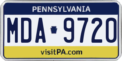PA license plate MDA9720