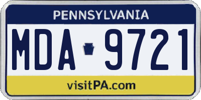 PA license plate MDA9721