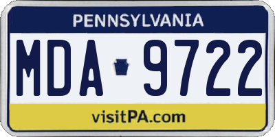 PA license plate MDA9722