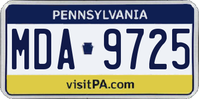 PA license plate MDA9725