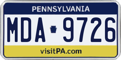 PA license plate MDA9726