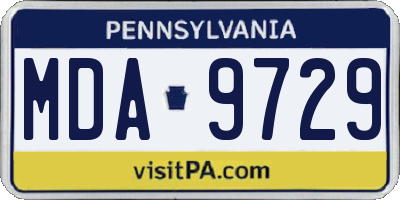 PA license plate MDA9729