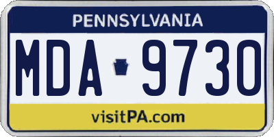 PA license plate MDA9730