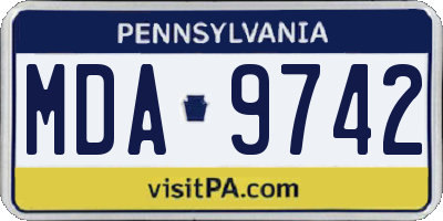 PA license plate MDA9742