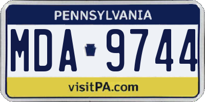 PA license plate MDA9744