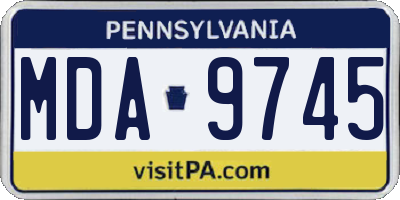 PA license plate MDA9745