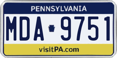 PA license plate MDA9751