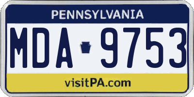 PA license plate MDA9753
